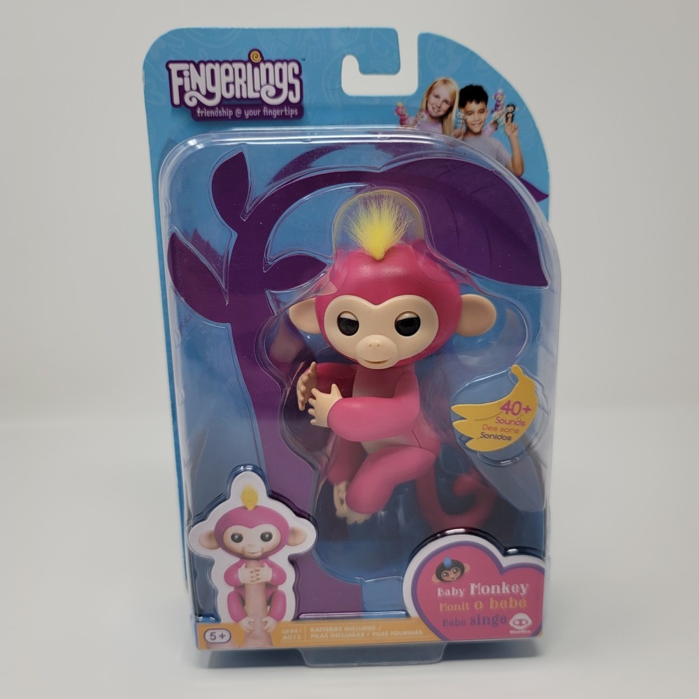Fingerlings Baby Monkey Bella Pink Yellow Hair Interactive Toy WowWee New